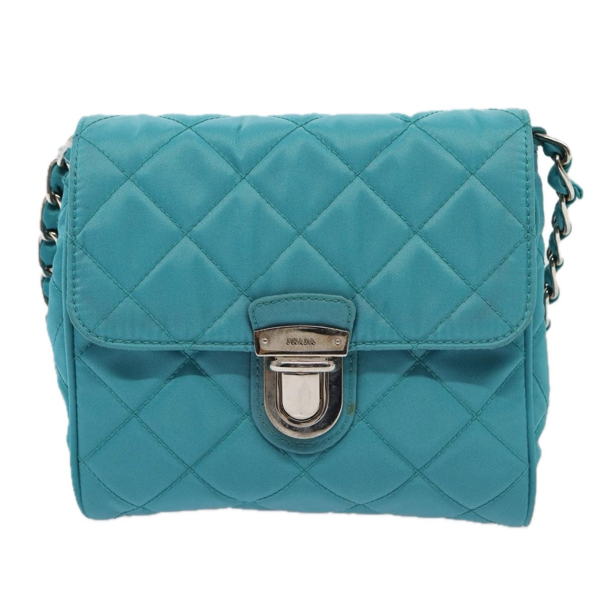 Prada Pushlock Chain Flap Bag Quilted Tessuto Mini - image 1