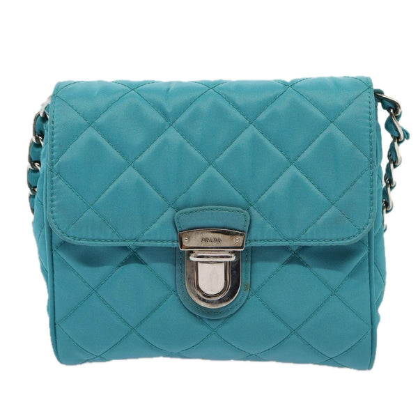 Prada Pushlock Chain Flap Bag Quilted Tessuto Mini - image 1