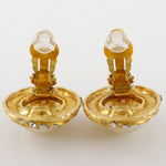 Chanel Vintage Round Clip-On Earrings Metal with Faux Pearl - image 4