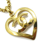 Chanel CC Heart Pendant Necklace Metal - image 2