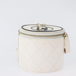 Chanel CC Round Vanity Case with Chain Quilted Lambskin Mini - image 4