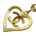 Chanel CC Heart Pendant Necklace Metal - image 3