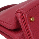 Hermes Kelly Handbag Red Clemence with Gold Hardware 35 - image 7