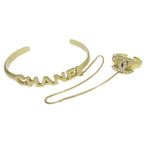 Chanel Logo Cuff with CC Ring Metal with Crystal - image 1