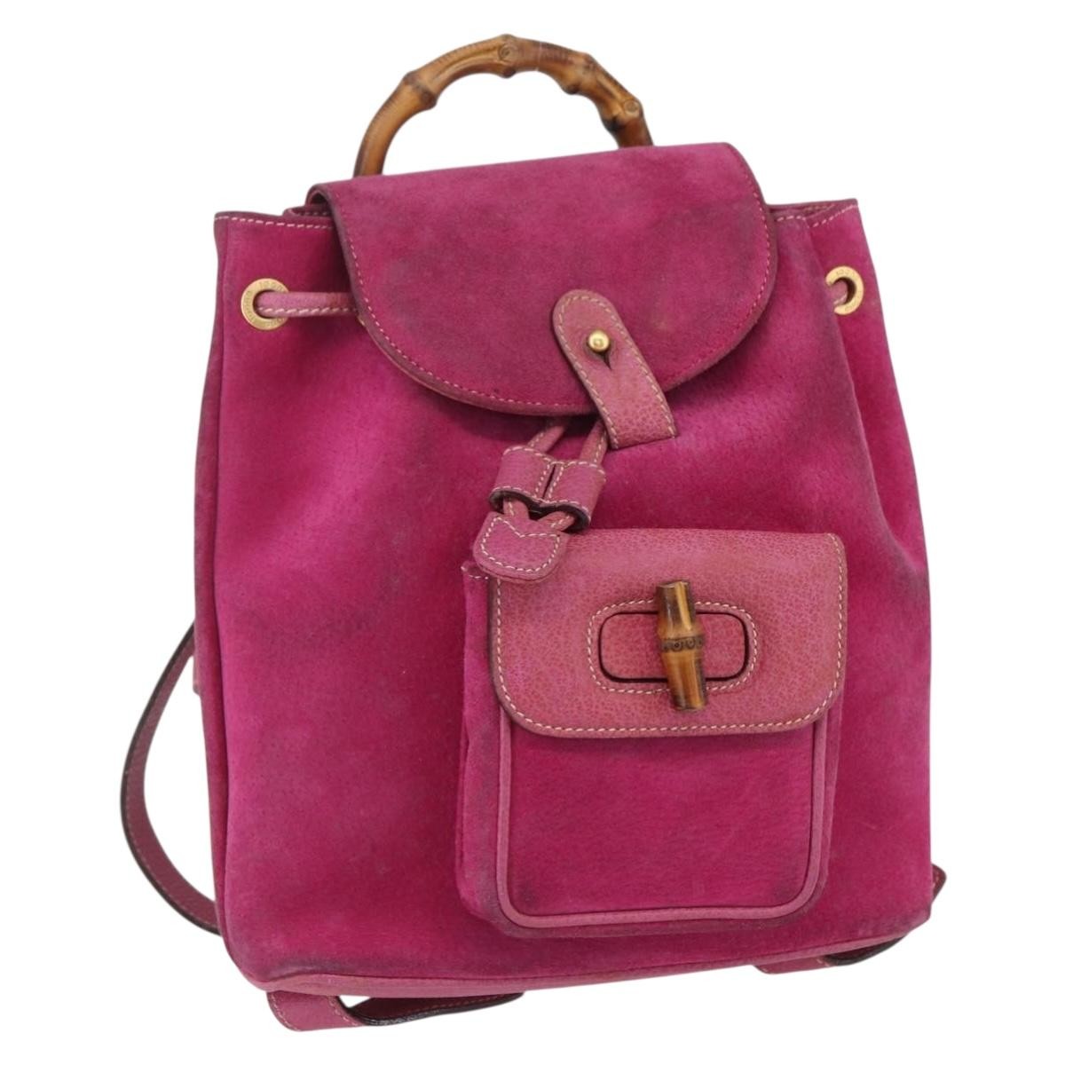 Gucci Vintage Bamboo Backpack Suede Small - image 1