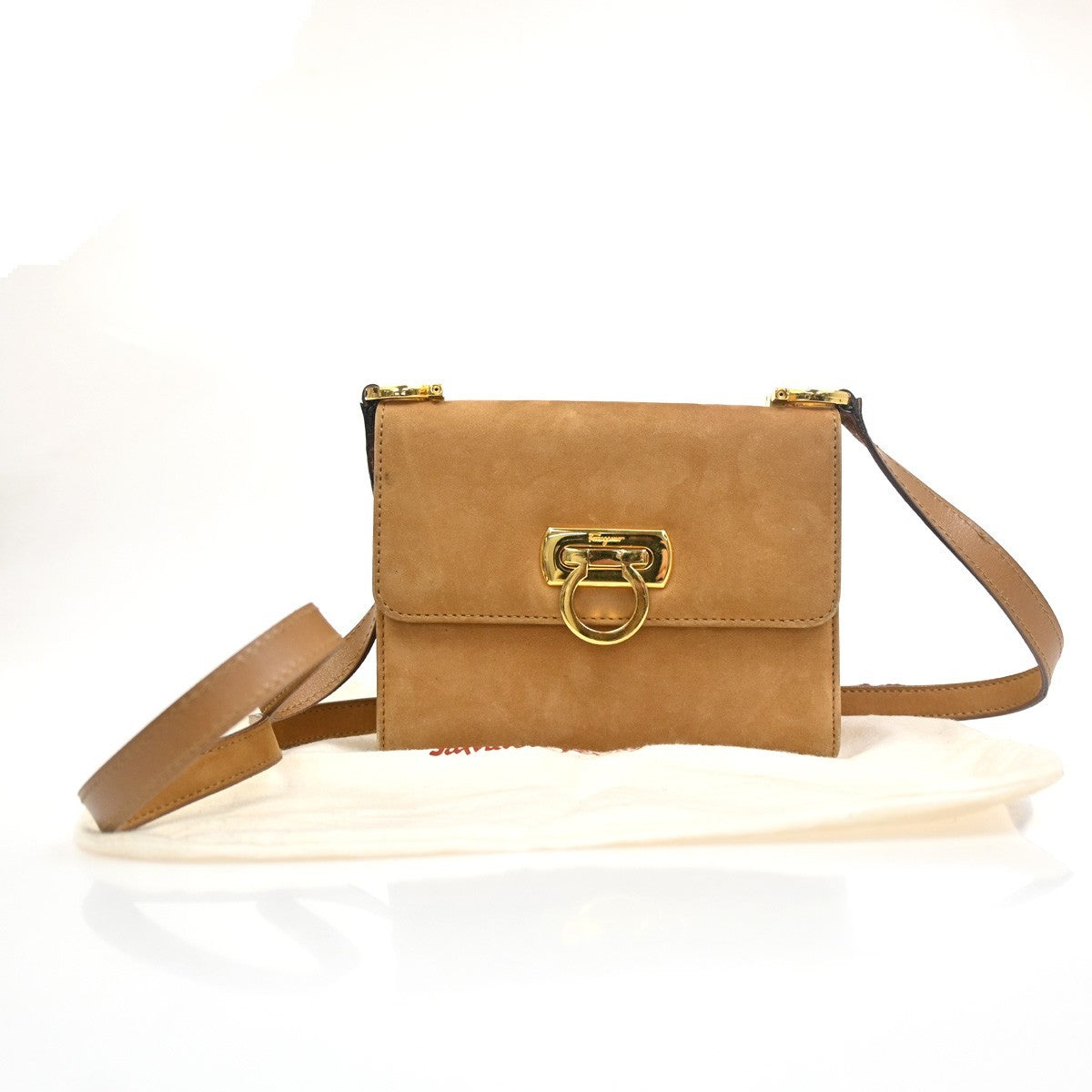 Salvatore Ferragamo Gancini Shoulder Bag Suede - image 1