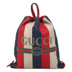 Gucci Logo Drawstring Backpack Striped Canvas Large - image 19