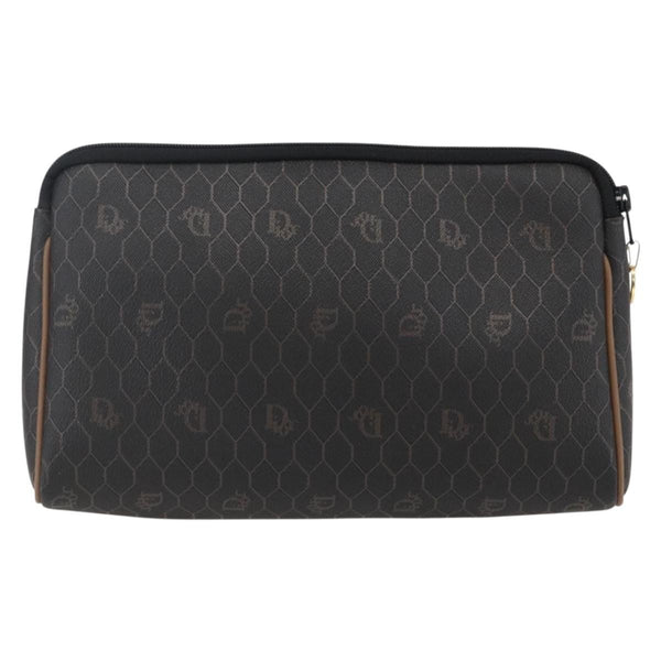 Christian Dior Vintage Honeycomb Zip Pouch Canvas and Leather