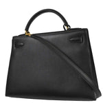 Hermes Kelly Handbag Black Ardennes with Gold Hardware 32 - image 2