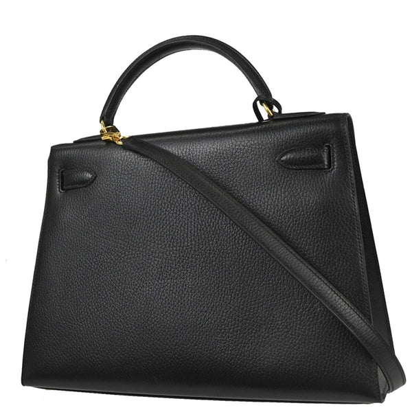 Hermes Kelly Handbag Black Ardennes with Gold Hardware 32