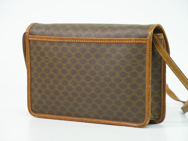 Celine Vintage Macadam Shoulder Bag Canvas and Leather