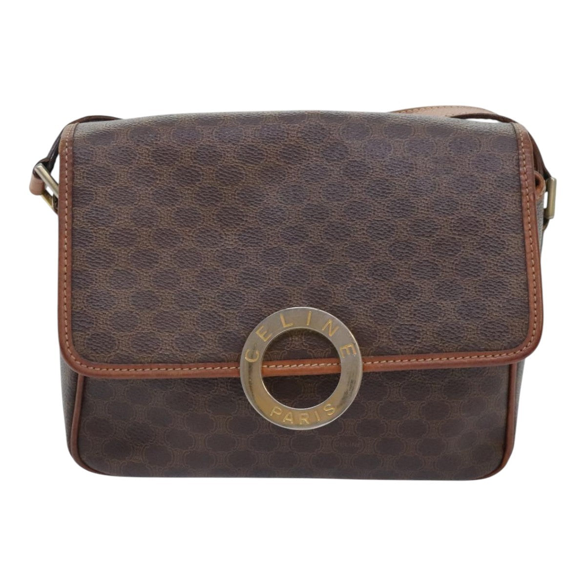 Celine Vintage Macadam Circle Logo Shoulder Bag Canvas and Leather - image 1