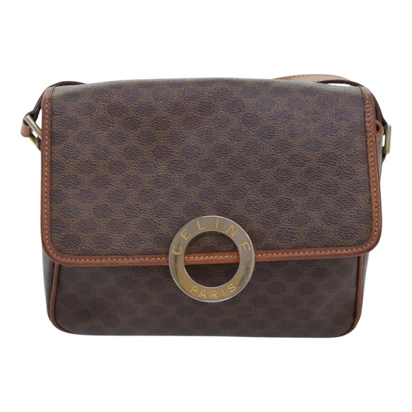 Celine Vintage Macadam Circle Logo Shoulder Bag Canvas and Leather - image 1