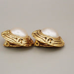 Chanel Vintage Round Clip-On Earrings Metal with Faux Pearl - image 4