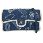 Chanel Egyptian Hieroglyph Flap Bag Denim and Shearling Medium - image 1