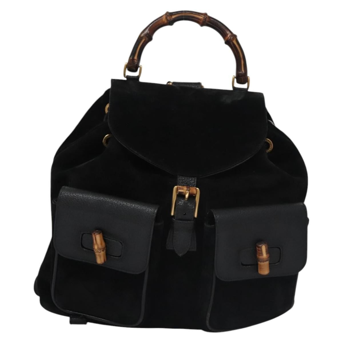 Gucci Vintage Bamboo Backpack Suede Medium - image 1