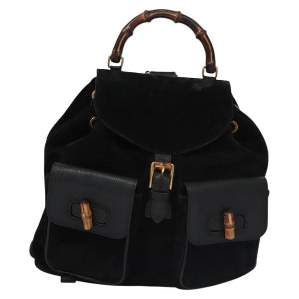 Gucci Vintage Bamboo Backpack Suede Medium - image 1