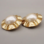 Chanel Vintage Clip-On Earrings Metal with Faux Pearl - image 7