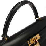 Hermes Kelly Handbag Black Box Calf with Gold Hardware 32 - image 4