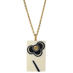 Chanel Vintage CC Rectangular Pendant Necklace Metal and Resin - image 2
