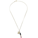Chanel CC Lipstick Charm Pendant Necklace Metal with Resin and Crystals - image 1
