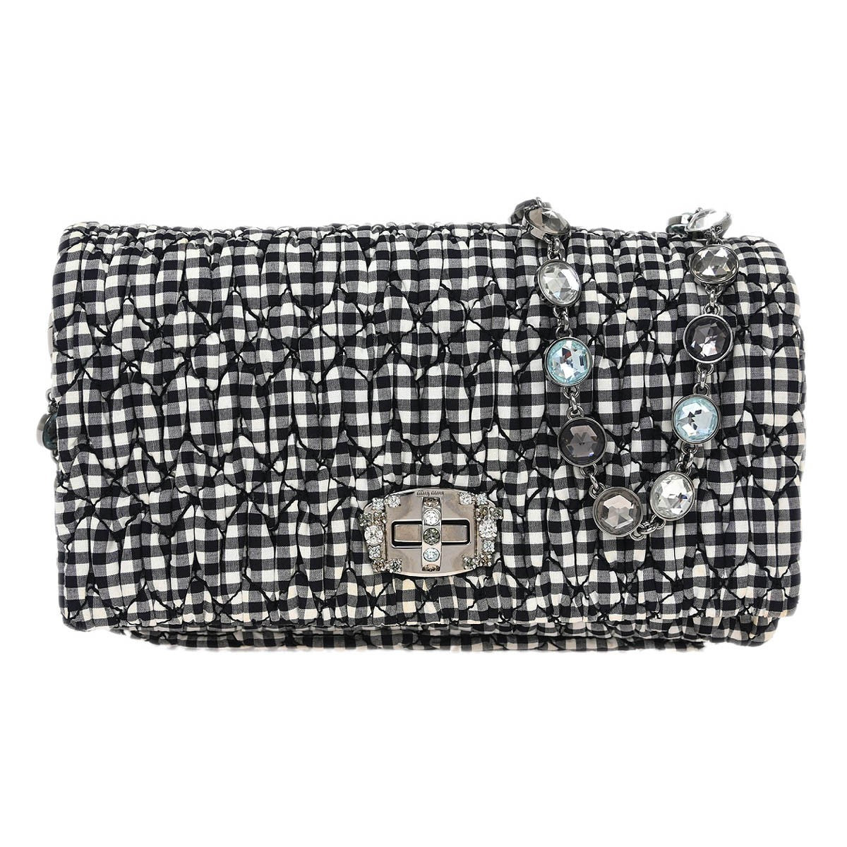 Miu Miu Crystal Clutch Matelasse Gingham Print Canvas Small - image 1
