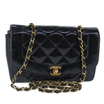 Chanel Vintage So Black Diana Flap Bag Quilted Patent Medium - image 1