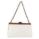 Chanel Wooden Frame Striped Shoulder Bag Leather - image 1