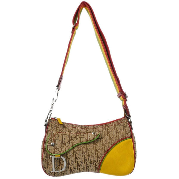 Christian Dior Vintage Rasta Saddle Messenger Bag Diorissimo Canvas Medium - image 1