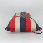 Gucci Logo Drawstring Backpack Striped Canvas Large - image 15