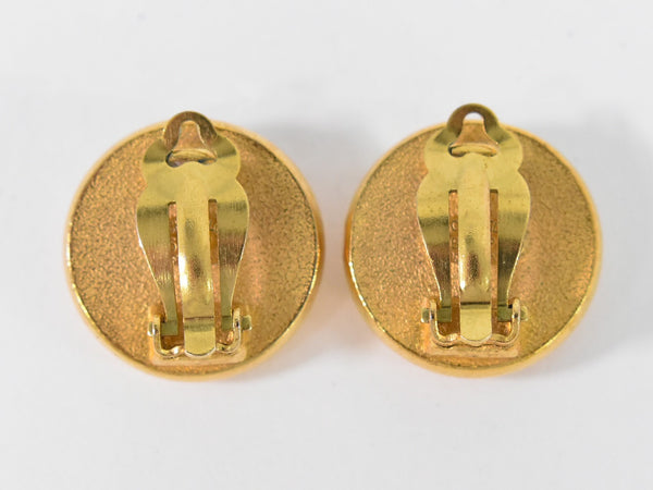 Chanel CC Hoop Clip-On Earrings Crystal Embellished Metal