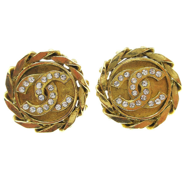 Chanel CC Button Clip-On Earrings Metal with Faux Pearl - image 1
