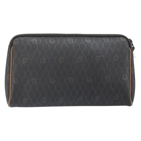 Christian Dior Vintage Honeycomb Zip Pouch Canvas and Leather