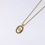 Christian Dior CD Round Pendant Necklace Metal and Crystals - image 9