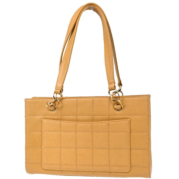 Chanel Vintage Chocolate Bar Open Tote Quilted Caviar Medium