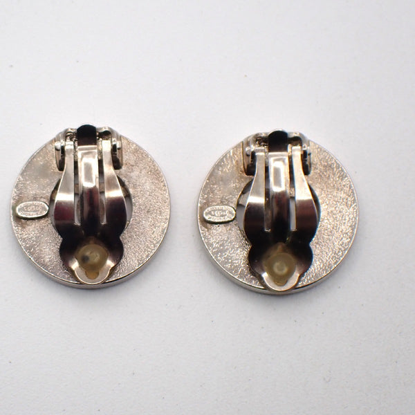 Chanel CC Cutout Round Clip-On Earrings Metal