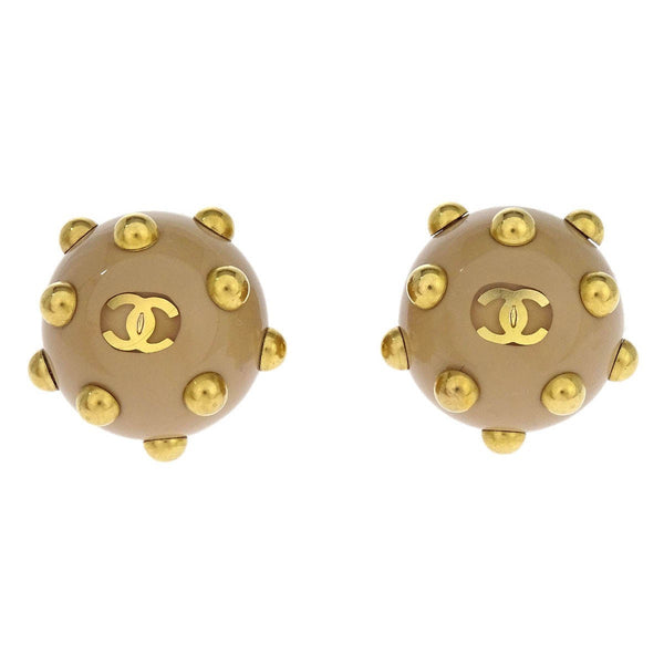 Chanel Vintage CC Round Cutout Clip-On Earrings Metal - image 1