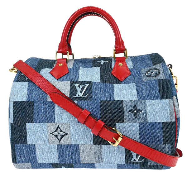 Louis Vuitton Speedy Bandouliere Bag Damier and Monogram Patchwork Denim 30