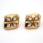 Chanel Vintage CC Diamond Shape Clips-On Earrings Gold-Plated - image 1