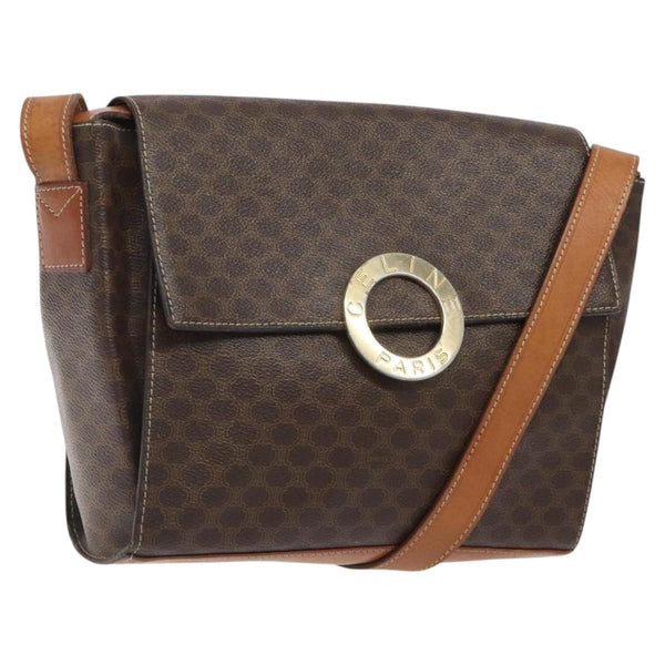 Celine Vintage Macadam Circle Logo Shoulder Bag Canvas and Leather - image 1