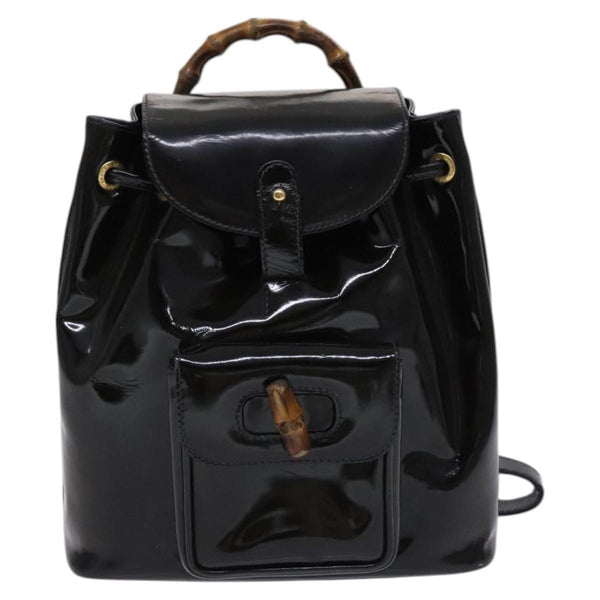 Gucci Vintage Bamboo Backpack Patent Mini - image 1