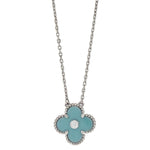 Van Cleef & Arpels Vintage Alhambra Pendant Necklace 18K White Gold and Green Celadon Sevres Porcelain with Diamond - image 2