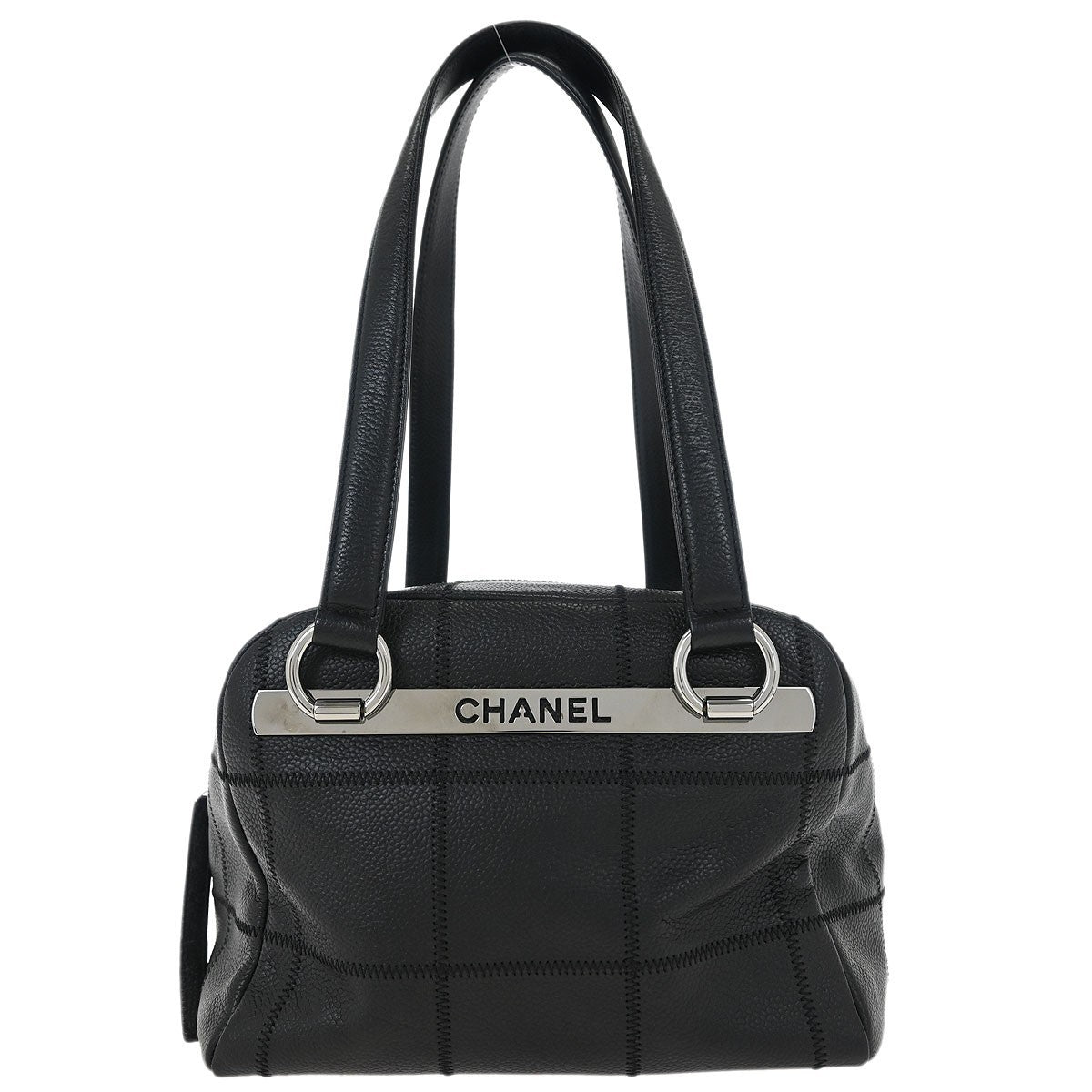 Chanel Square Stitch Bowler Bag Quilted Caviar Medium - image 1
