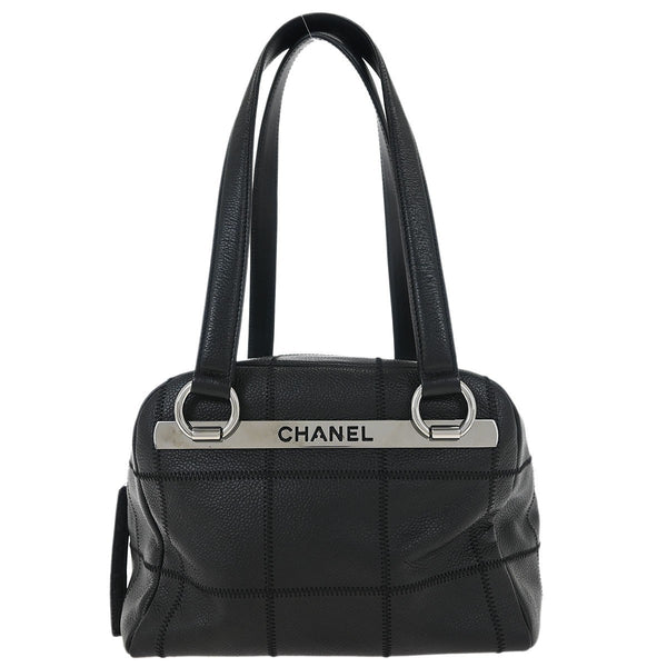 Chanel Square Stitch Bowler Bag Quilted Caviar Medium - image 1