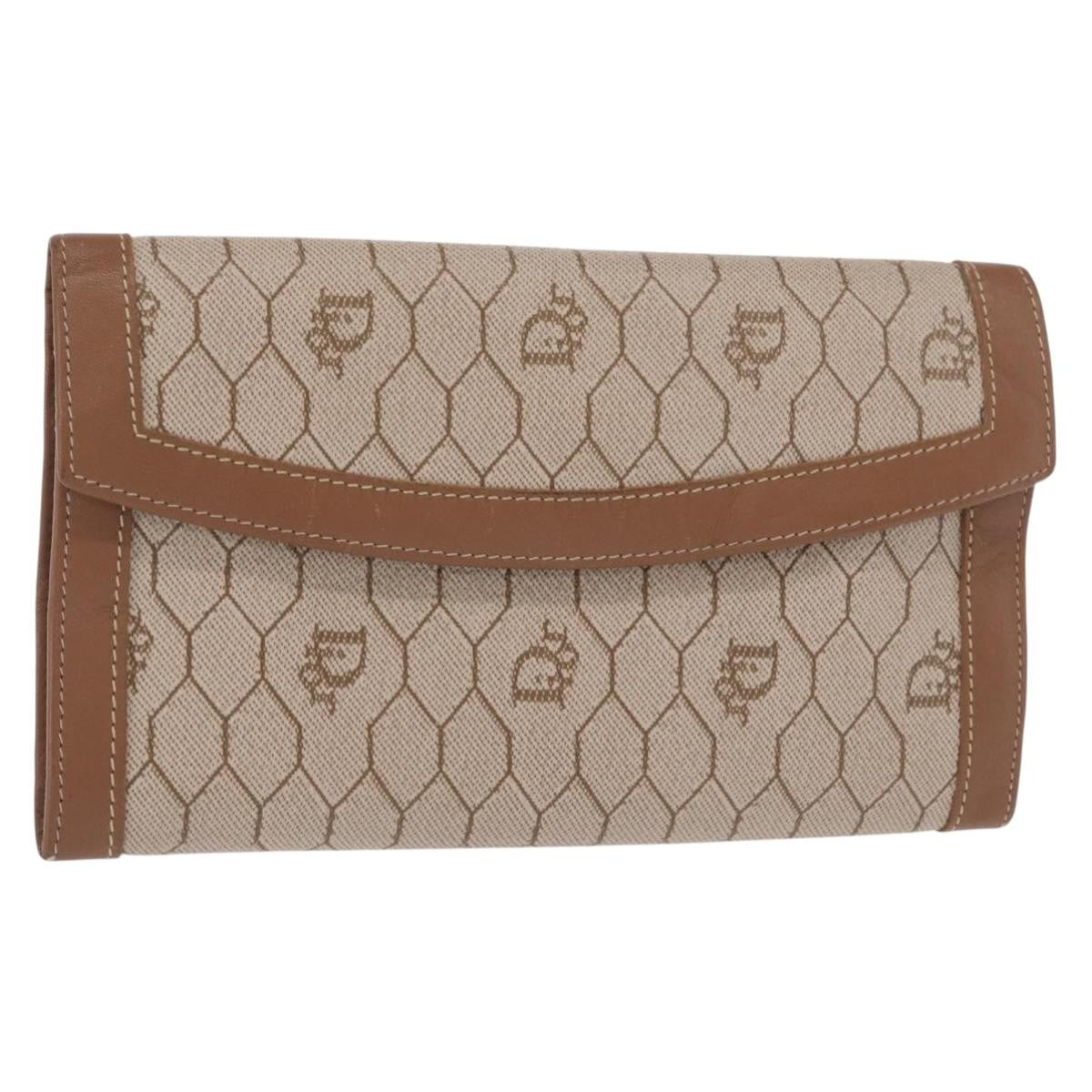Christian Dior Vintage Honeycomb Flap Wallet Coated Canvas Long - image 1
