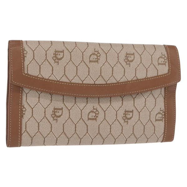 Christian Dior Vintage Honeycomb Flap Wallet Coated Canvas Long - image 1