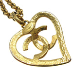 Chanel CC Heart Pendant Necklace Metal - image 4