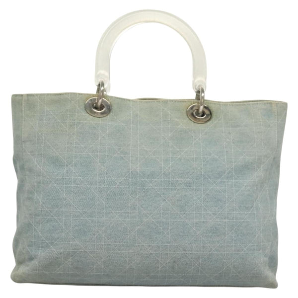 Christian Dior Vintage Lady Dior Bag Cannage Quilt Denim Large