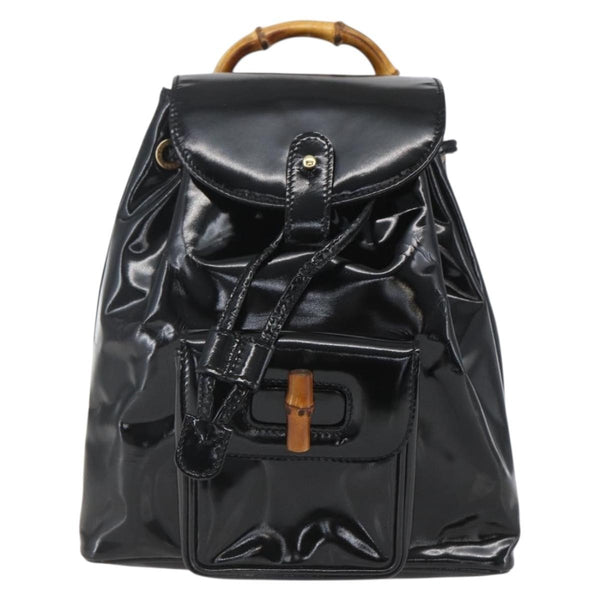 Gucci Vintage Bamboo Backpack Patent Mini - image 1