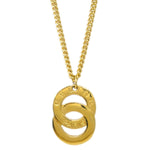 Celine Vintage Logo Circle Pendant Necklace Metal - image 2